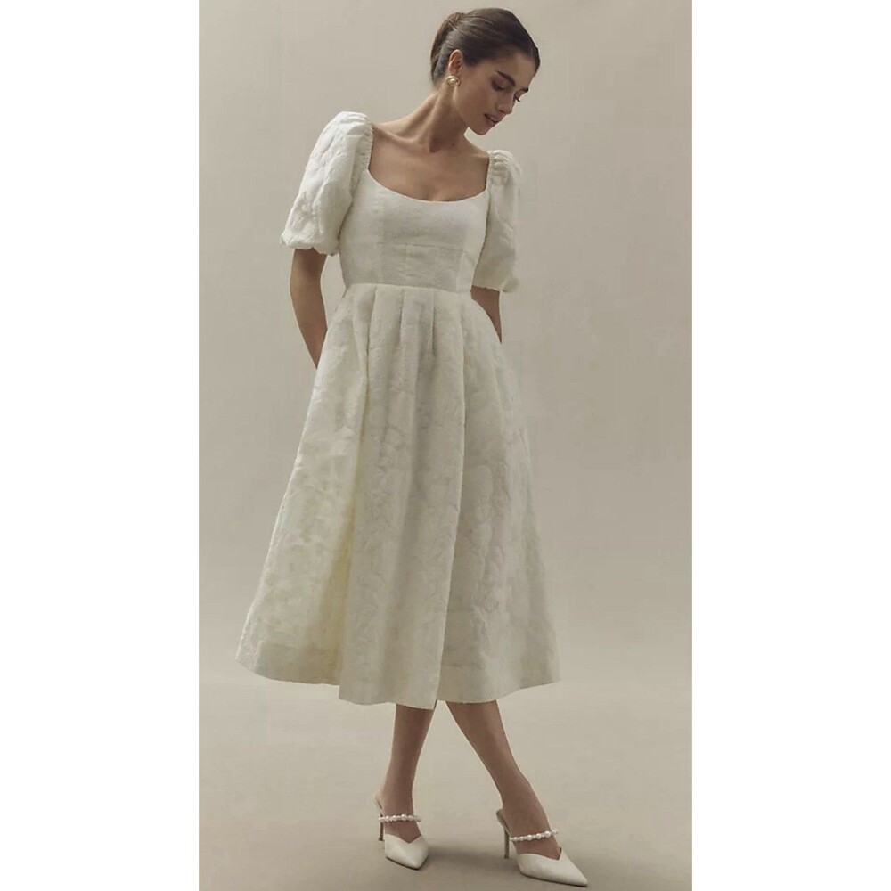 Anthropologie Maison Amory Midi Dress Maiden Jacquard Preppy Retro Small NWT